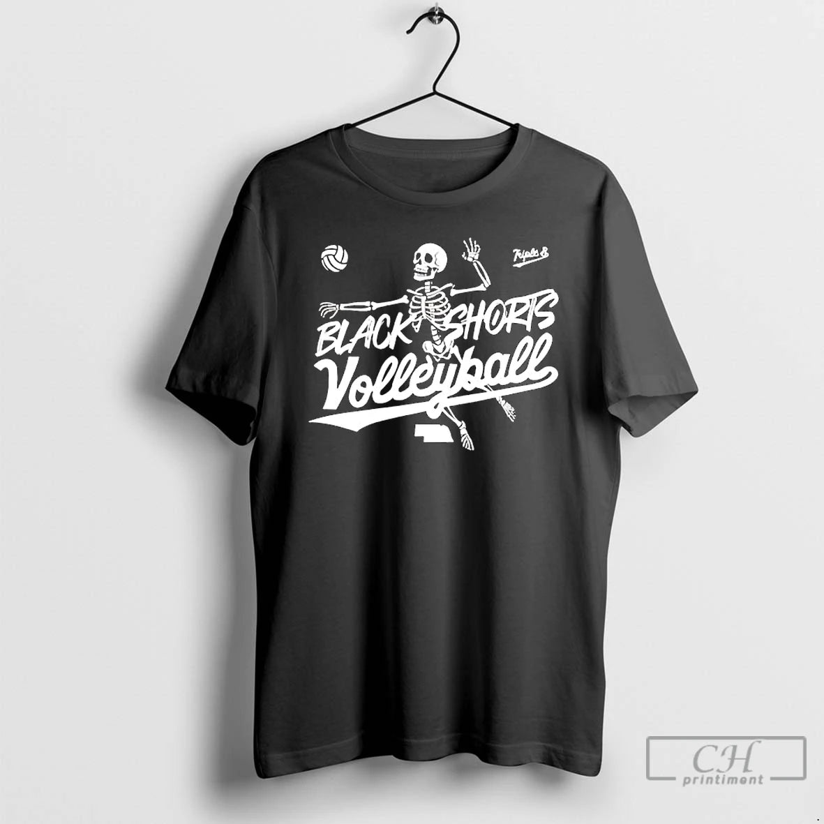 Premium Black Shorts Volleyball Skeleton T Shirts Hoodie Sweatshirt | PurePodTees.com