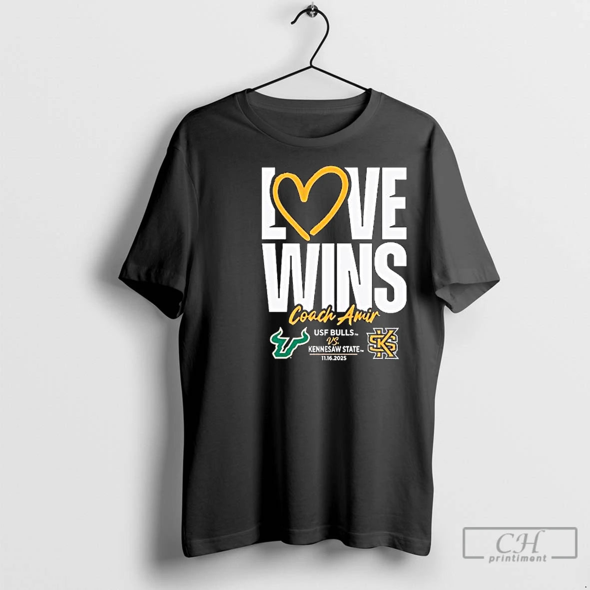 Premium Black Usf Vs Kennesaw State Love Wins Coach Amir Circle Black Shirt Hoodie Sweatshirt | PurePodTees.com