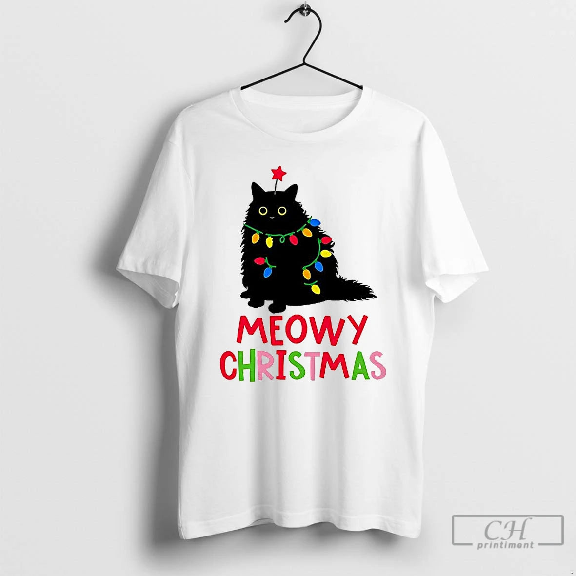 Premium Black Cat Meowy Christmas T Shirts Hoodie Sweatshirt | PurePodTees.com
