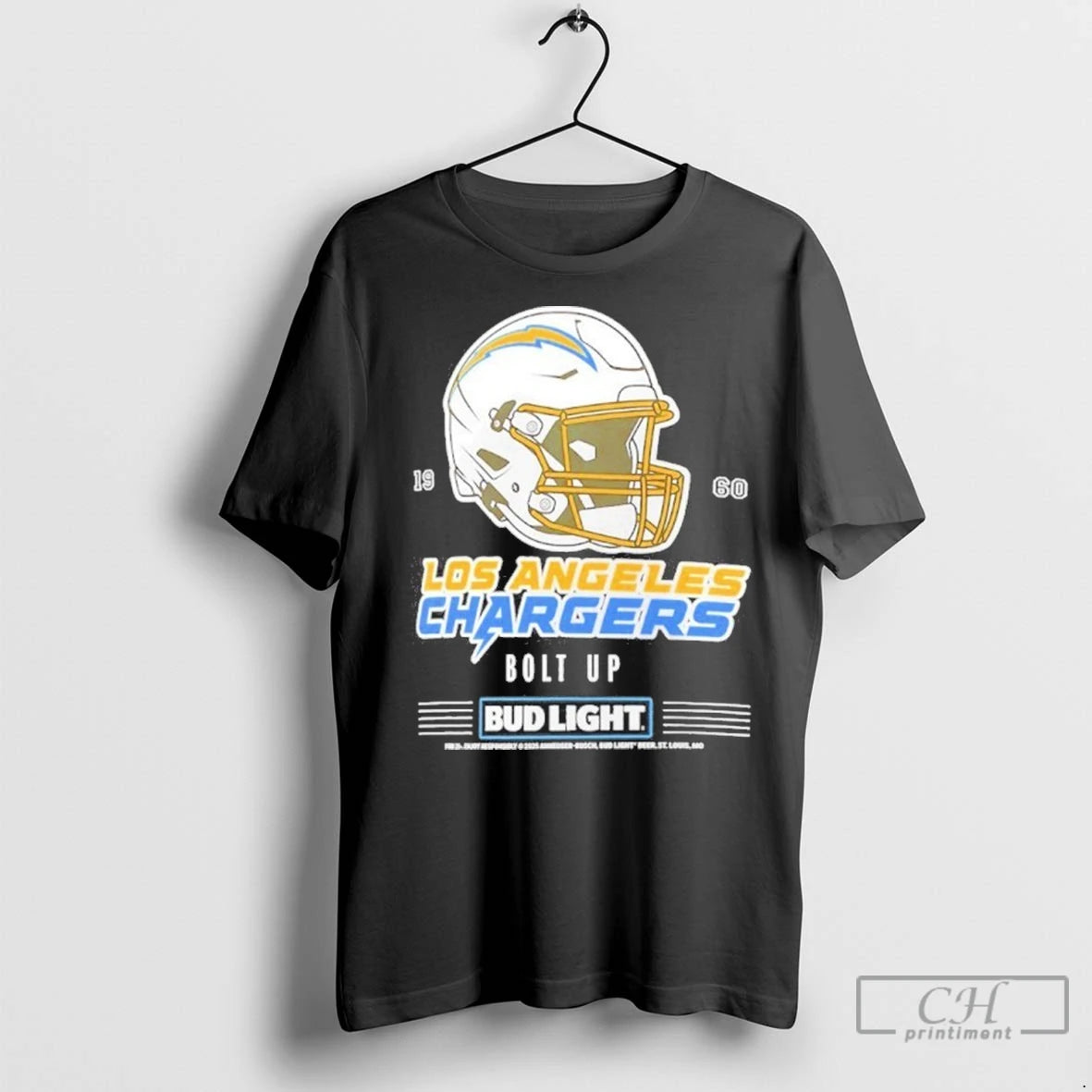 Premium Bud Light X Los Angeles Chargers Bolt Up Helmet Shirt Hoodie Sweatshirt | PurePodTees.com