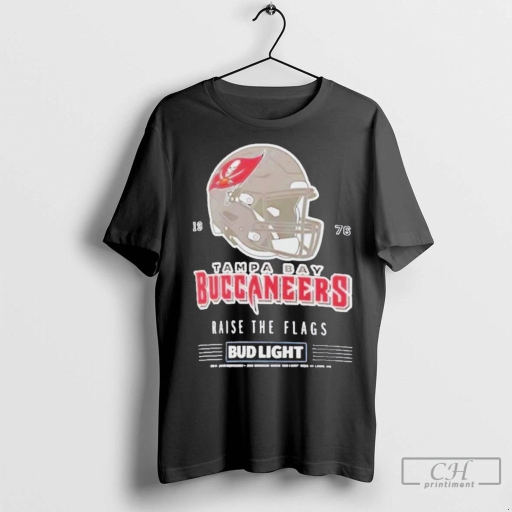 Premium Bud Light X Tampa Bay Buccaneers Raise The Flags Helmet Shirt Hoodie Sweatshirt | PurePodTees.com