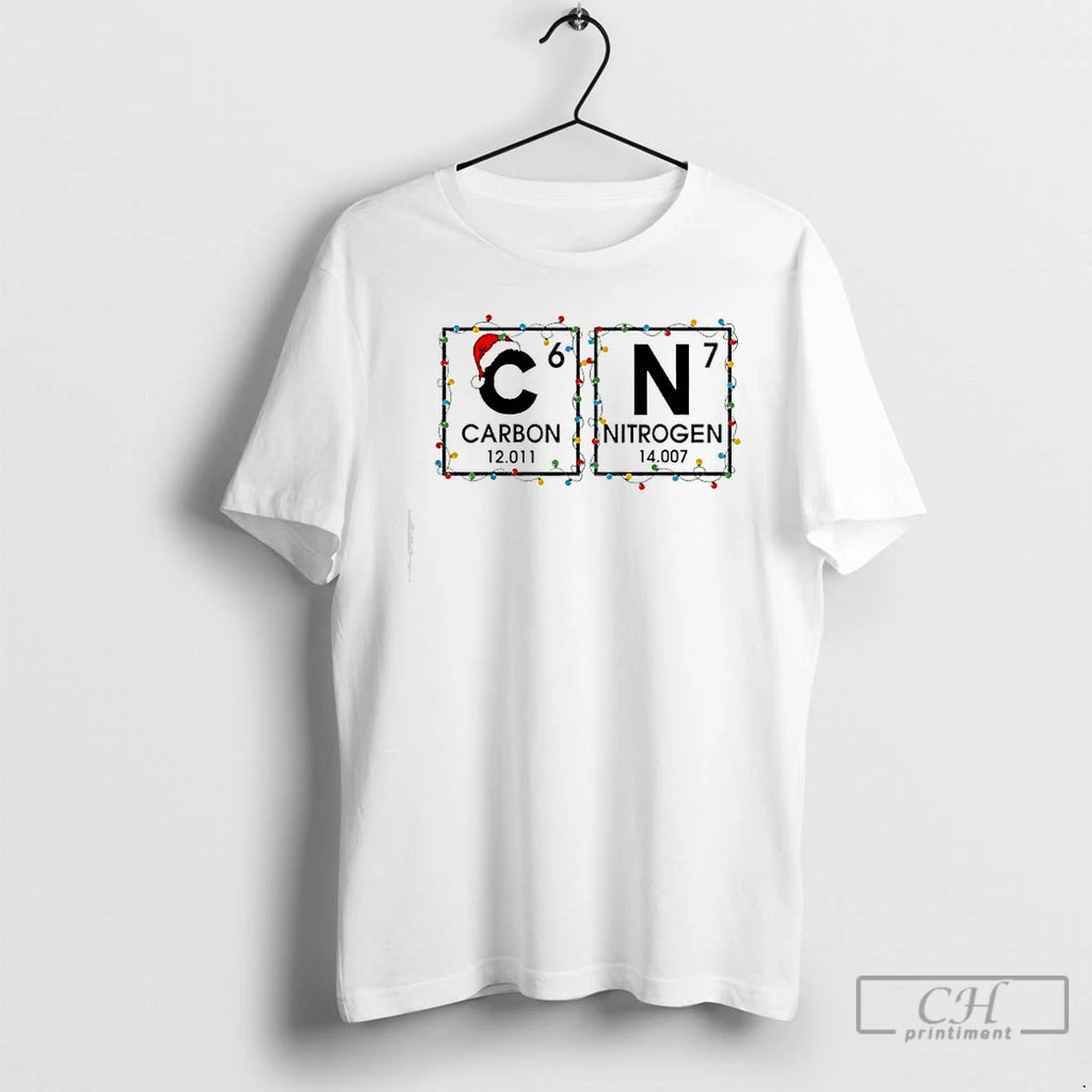 Premium Carbon Nitrogen Teacher Science Periodic Table 67 Christmas T Shirts Hoodie Sweatshirt | PurePodTees.com