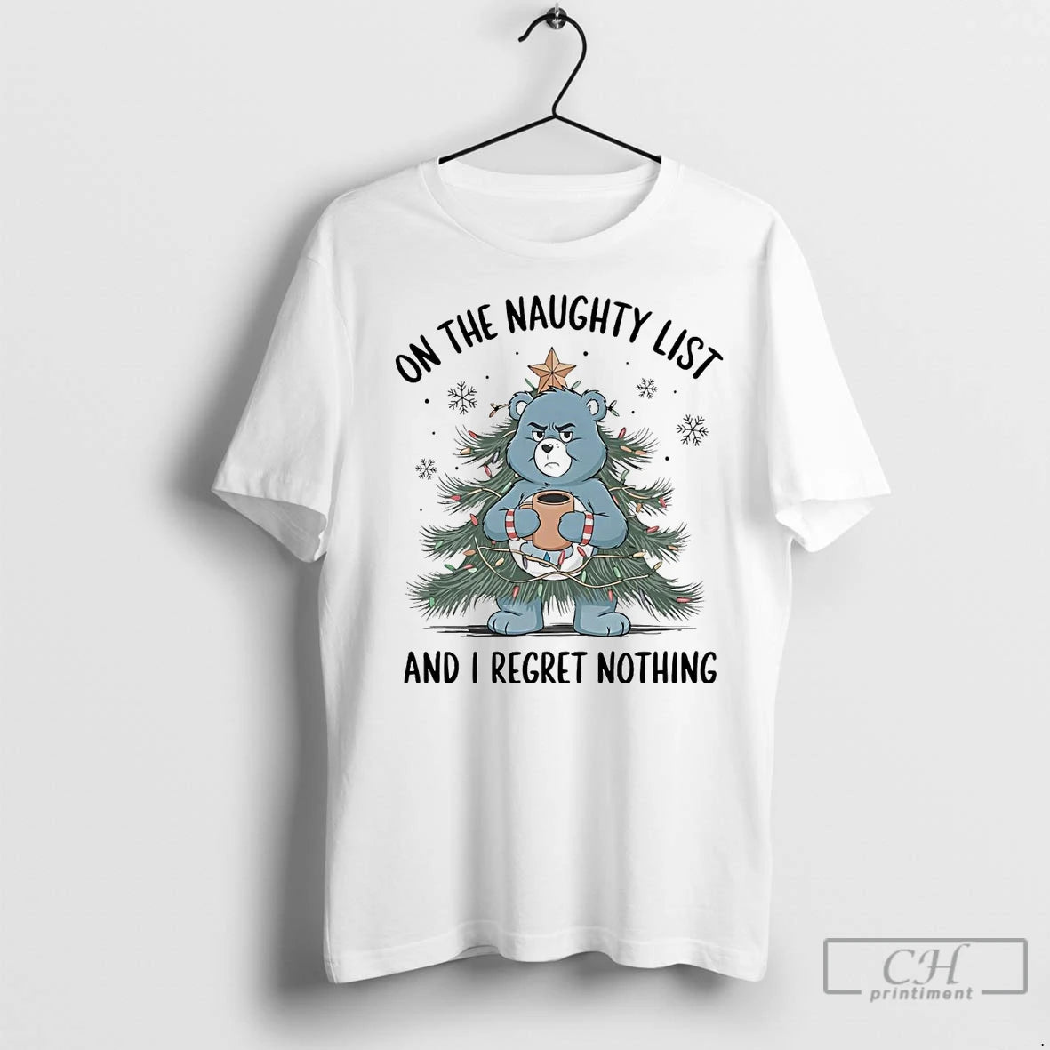 Premium Care Bears On The Naughty List And I Regret Nothing Christmas Shirt Hoodie Sweatshirt | PurePodTees.com
