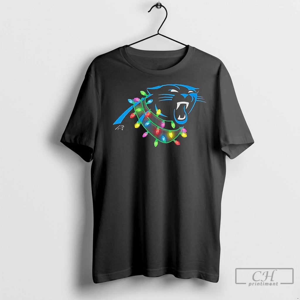 Premium Carolina Panthers Logo Christmas Light Shirt Hoodie Sweatshirt | PurePodTees.com