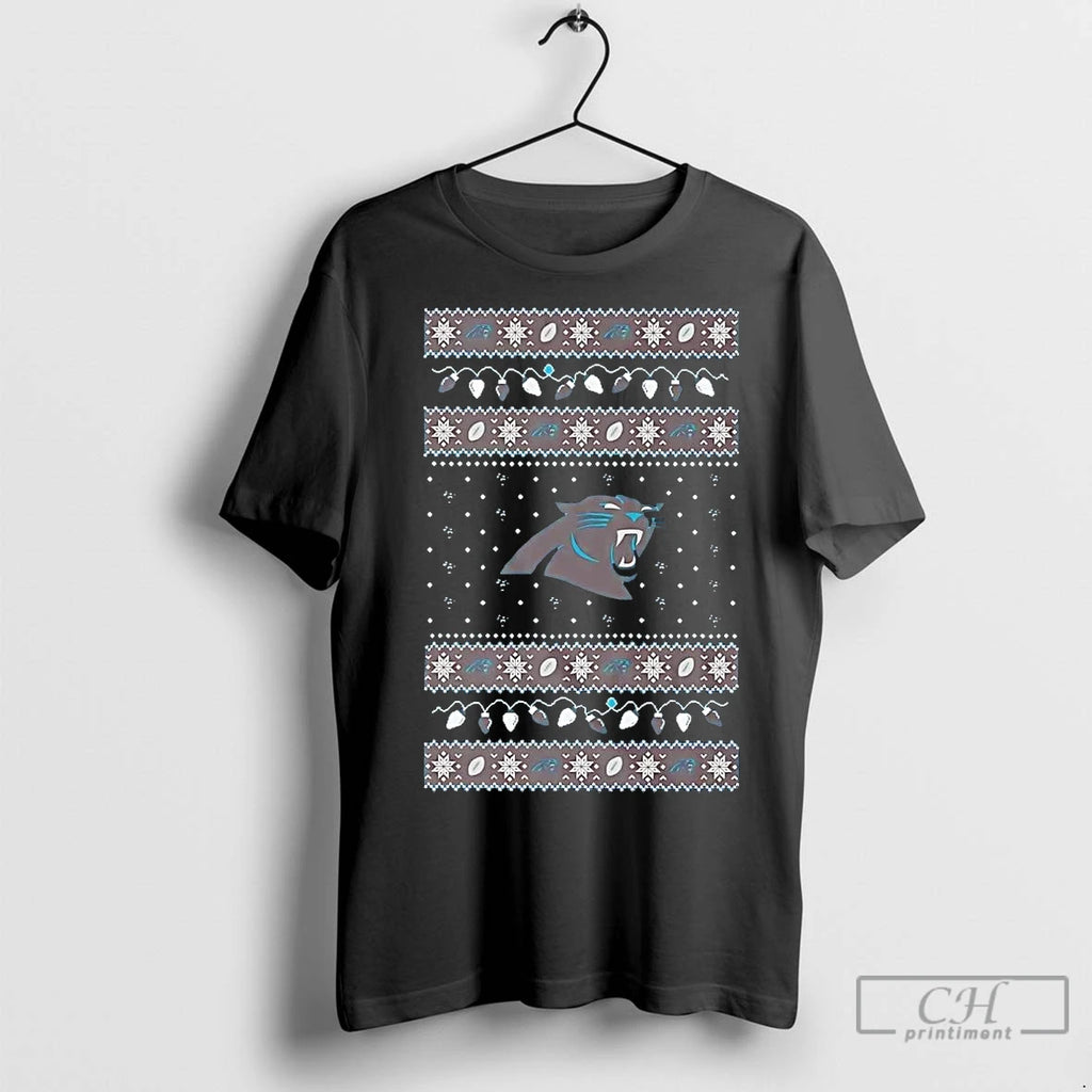 Premium Carolina Panthers Ugly Christmas Light Shirt Hoodie Sweatshirt | PurePodTees.com