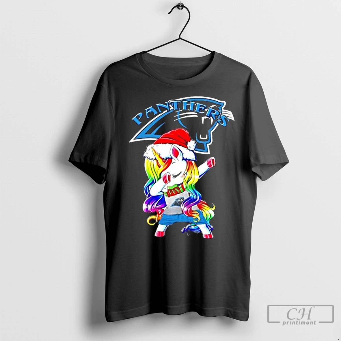 Premium Carolina Panthers X Unicorn Santa Hat Dabbing Merry Christmas Shirt Hoodie Sweatshirt | PurePodTees.com