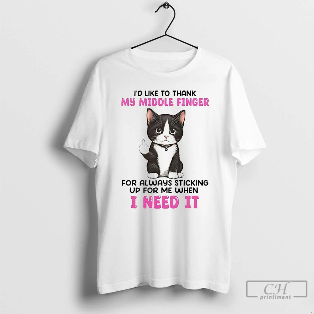 Premium Cat Id Like To Thank My Middle Finger T Shirts Hoodie Sweatshirt | PurePodTees.com