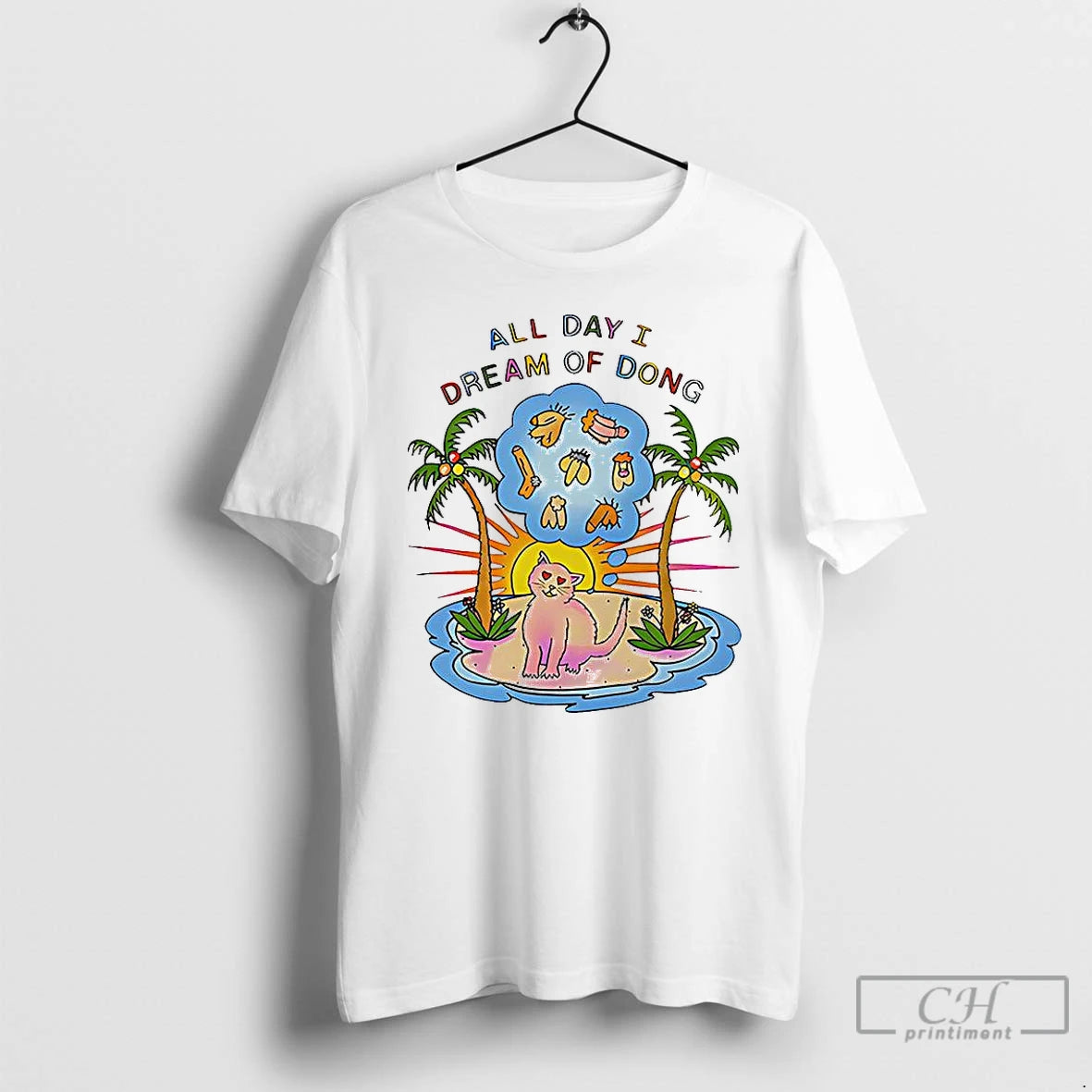 Premium Cat On Desert Island All Day I Dream Of Dong T Shirts Hoodie Sweatshirt | PurePodTees.com