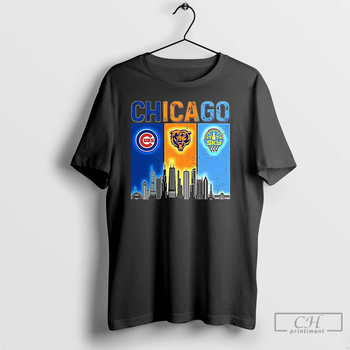 Premium Chicago Sports Teams Cubs Bears Sky Logo Skyline T Shirts Hoodie Sweatshirt | PurePodTees.com