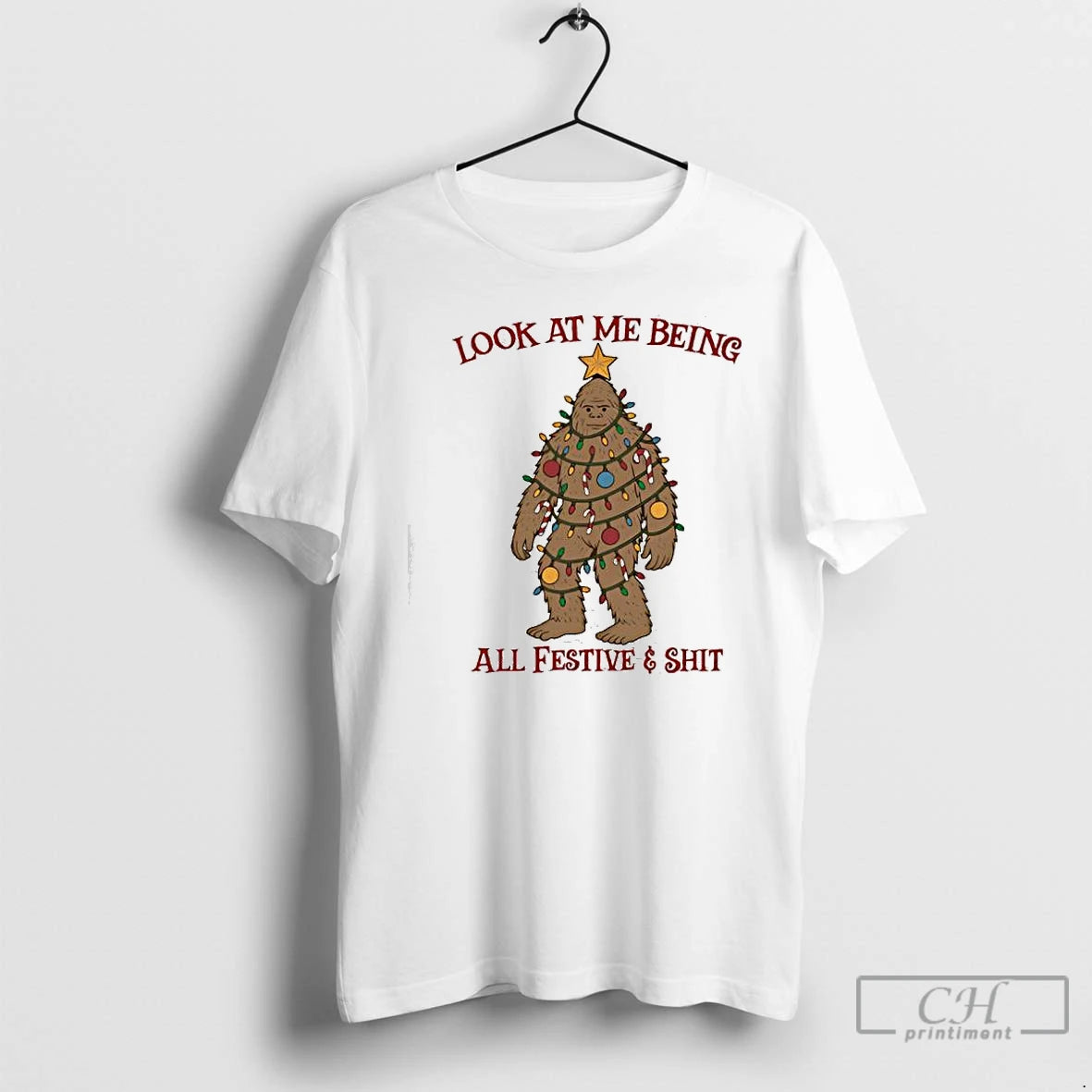 Premium Christmas Big Foot Look At Me Being All Festive Shit Shirt Hoodie Sweatshirt | PurePodTees.com