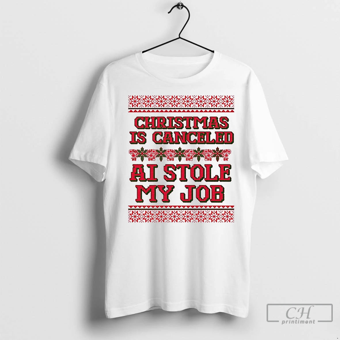 Premium Christmas Is Cancel Ai Stole My Job Shirt Hoodie Sweatshirt | PurePodTees.com