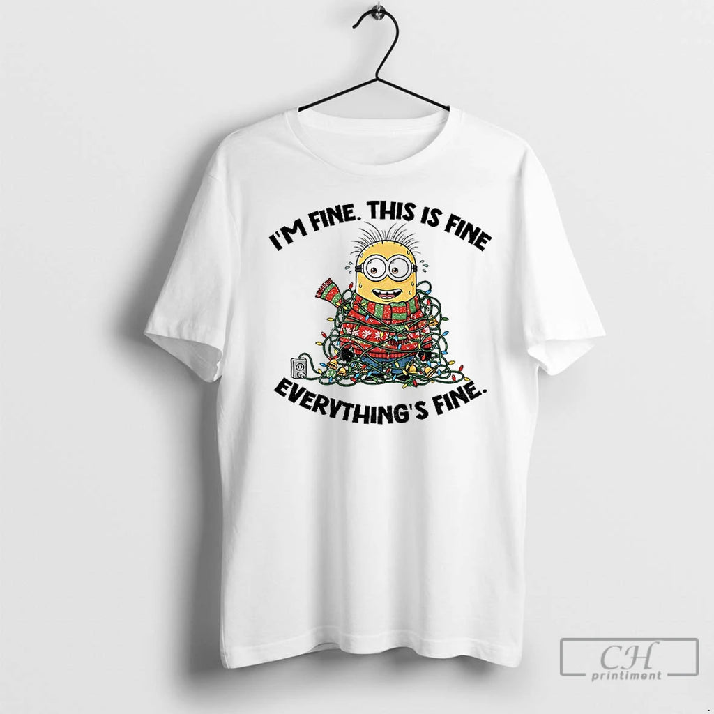 Premium Christmas Minion Im Fine This Is Fine Everythings Fine Shirt Hoodie Sweatshirt | PurePodTees.com