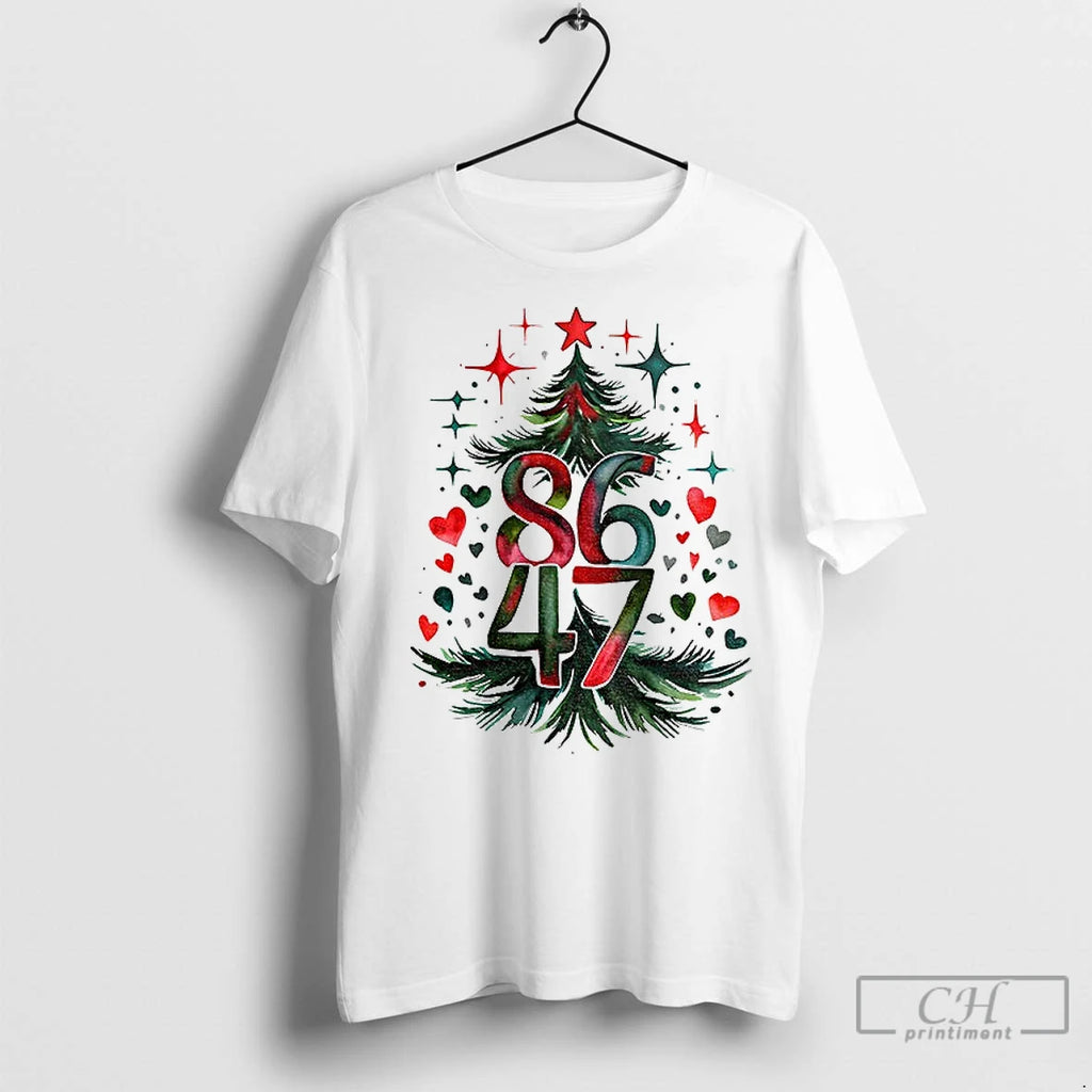 Premium Christmas Tree Anti Trump 86 47 Anti Maga Democrat Progressive Merry Christmas Shirt Hoodie Sweatshirt