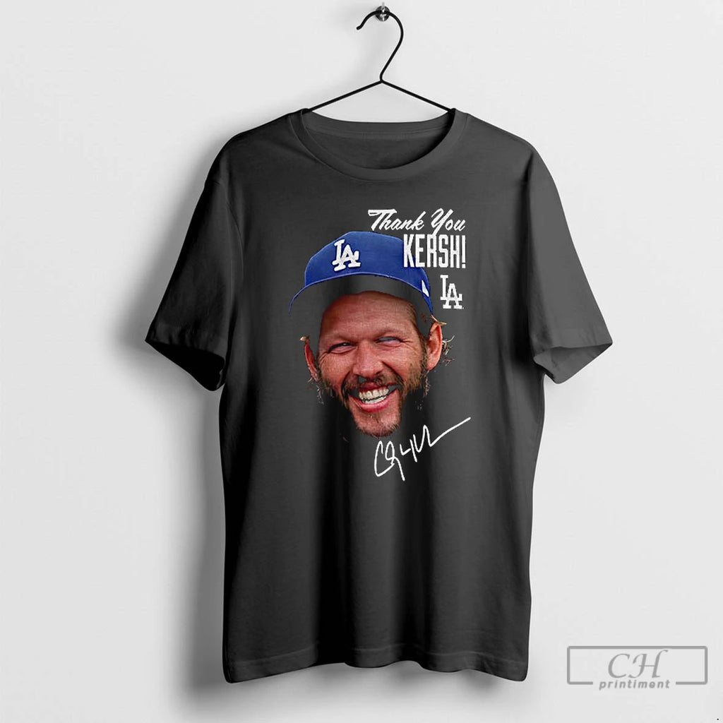 Premium Clayton Kershaw Los Angeles Dodgers New Era Retirement Photo Thank You Kershi Signature Shirt Hoodie Sweatshirt
