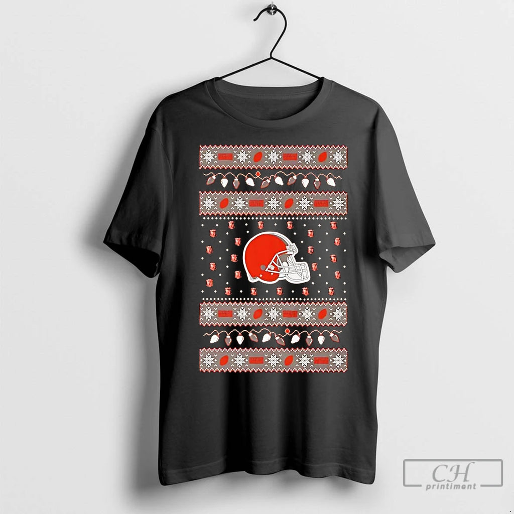 Premium Cleveland Browns Ugly Christmas Light Shirt Hoodie Sweatshirt | PurePodTees.com