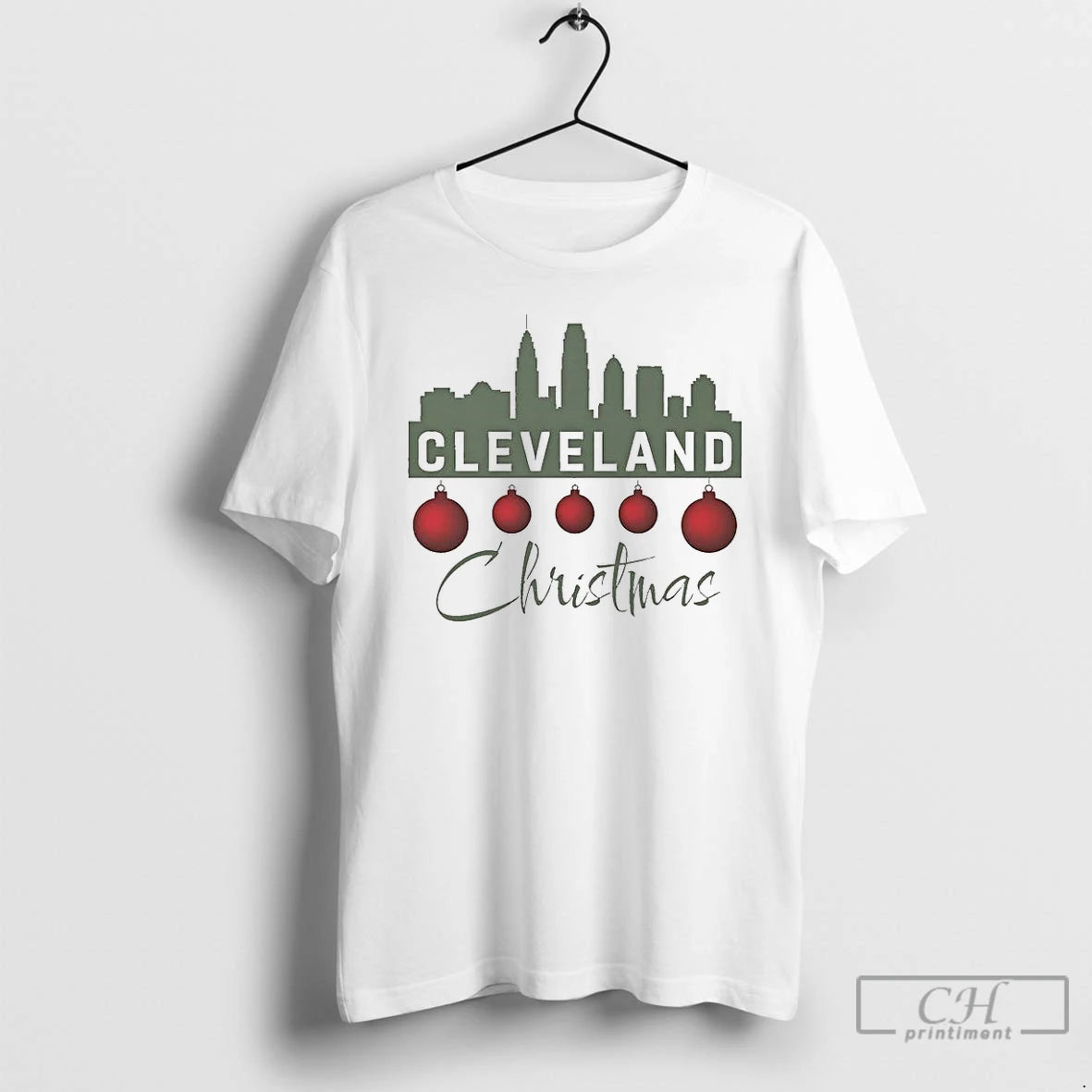Premium Cleveland Skyline Silhouette Christmas Shirt Hoodie Sweatshirt | PurePodTees.com