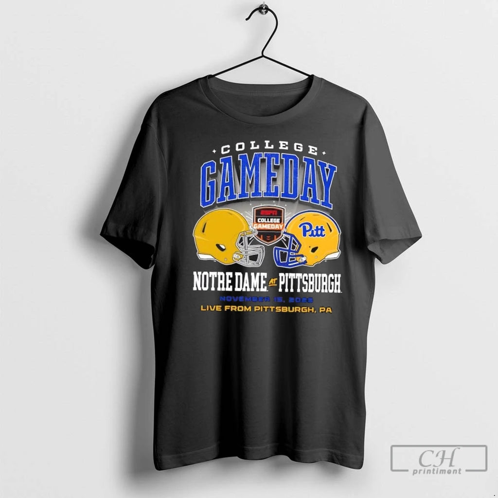 Premium College Gameday Notre Dame Vs Pitt November 15 2025 Live From Pittsburgh Pa Shirt Hoodie Sweatshirt | PurePodTees.com