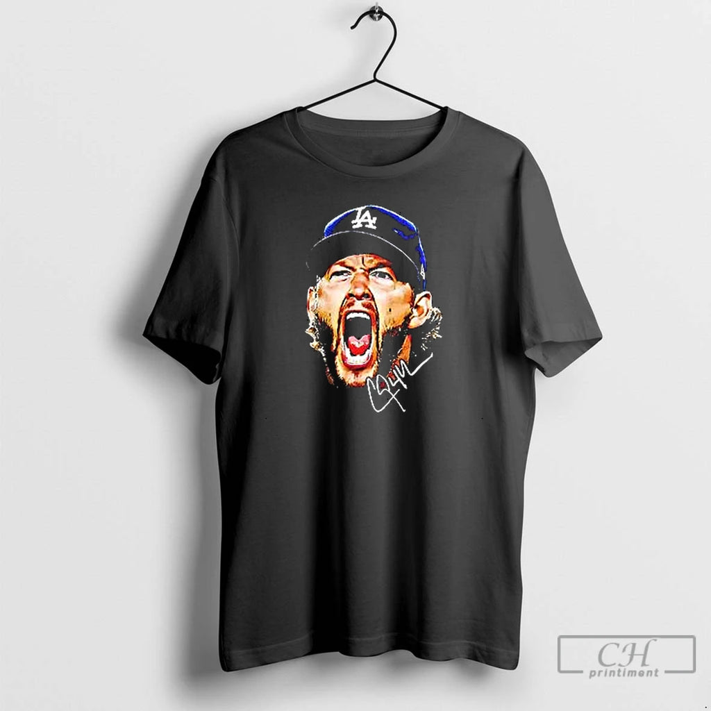Premium Colors Clayton Kershaw Dodgers Big Head Scream T Shirts Hoodie Sweatshirt | PurePodTees.com