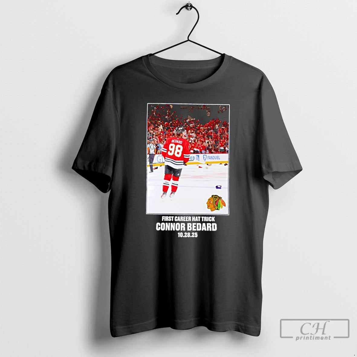 Premium Connor Bedard Chicago Blackhawks First Career Hat Trick T Shirts Hoodie Sweatshirt | PurePodTees.com