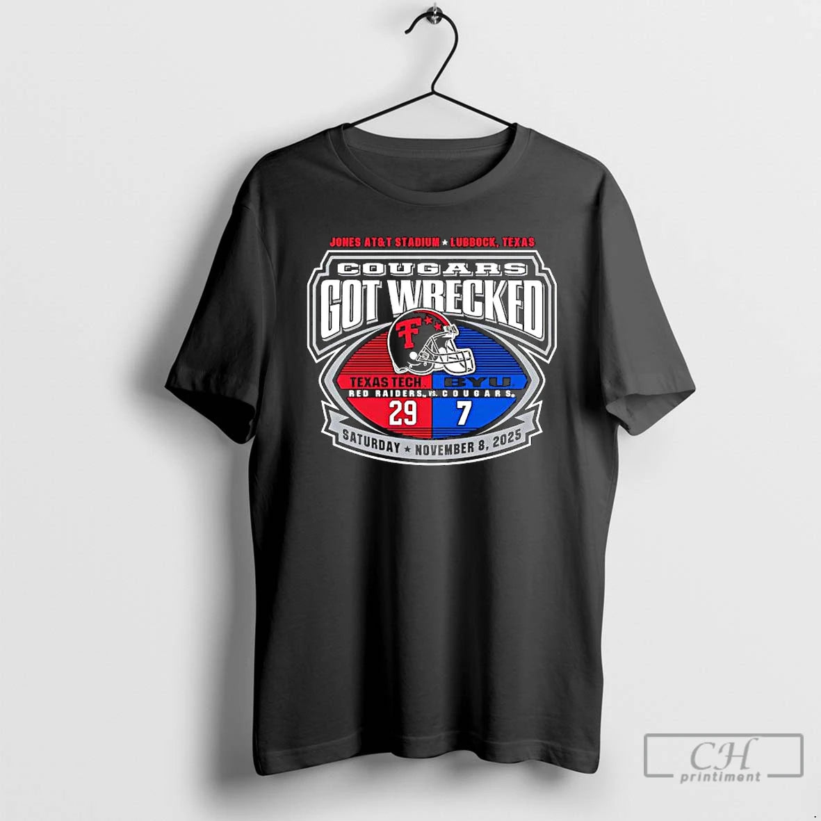 Premium Cougars Got Wrecked Texas Tech Red Raiders And The Byu Cougars Jones Att Stadium Shirt Hoodie Sweatshirt
