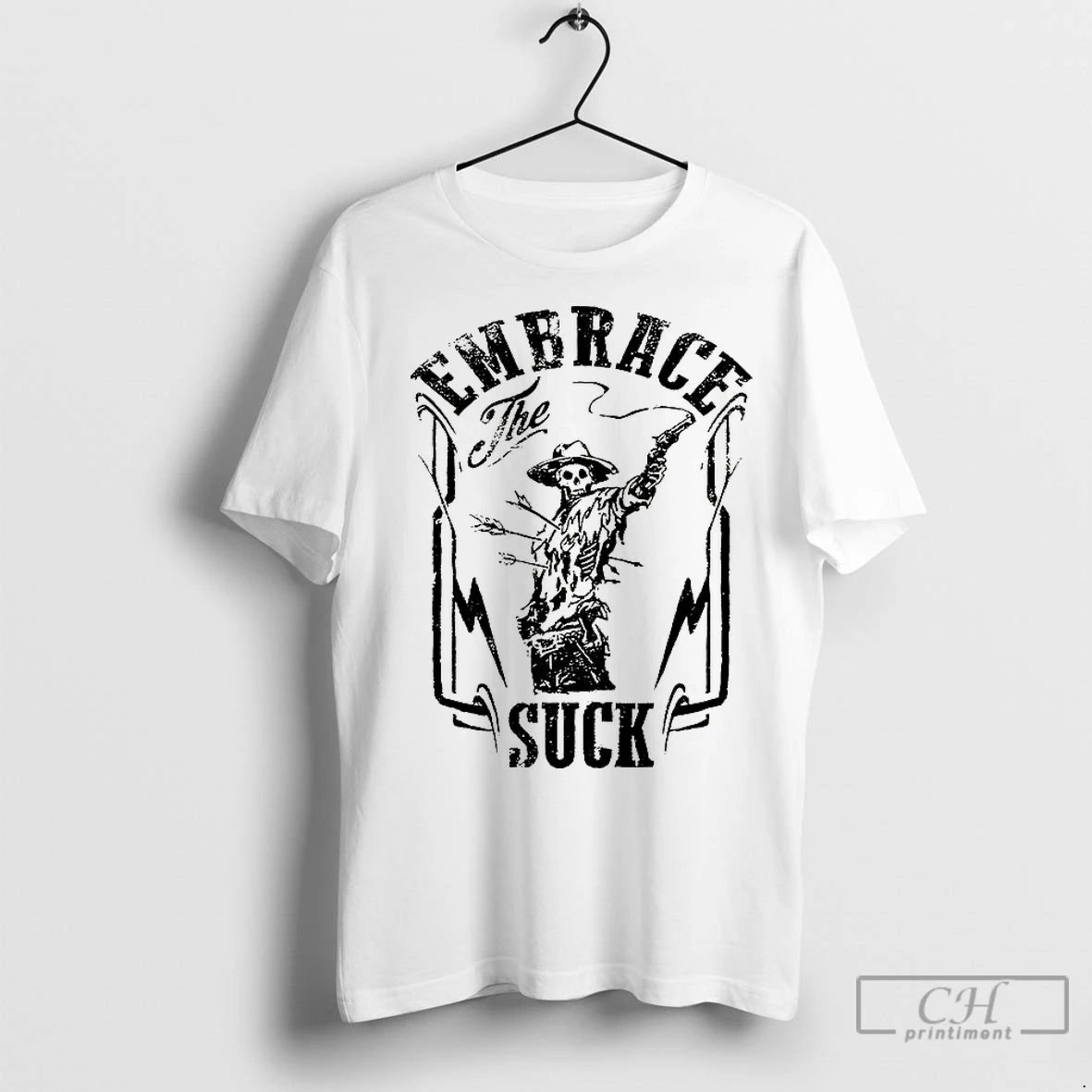 Premium Cowboy Skeleton Embrace The Suck Shirt Hoodie Sweatshirt | PurePodTees.com