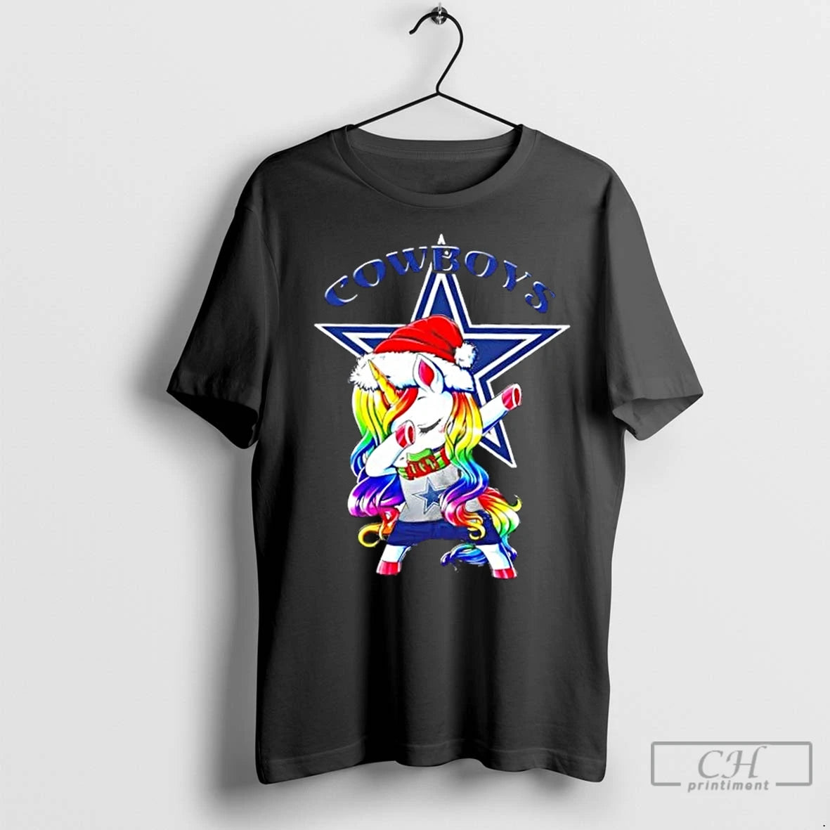 Premium Dallas Cowboys X Unicorn Santa Hat Dabbing Merry Christmas Shirt Hoodie Sweatshirt | PurePodTees.com