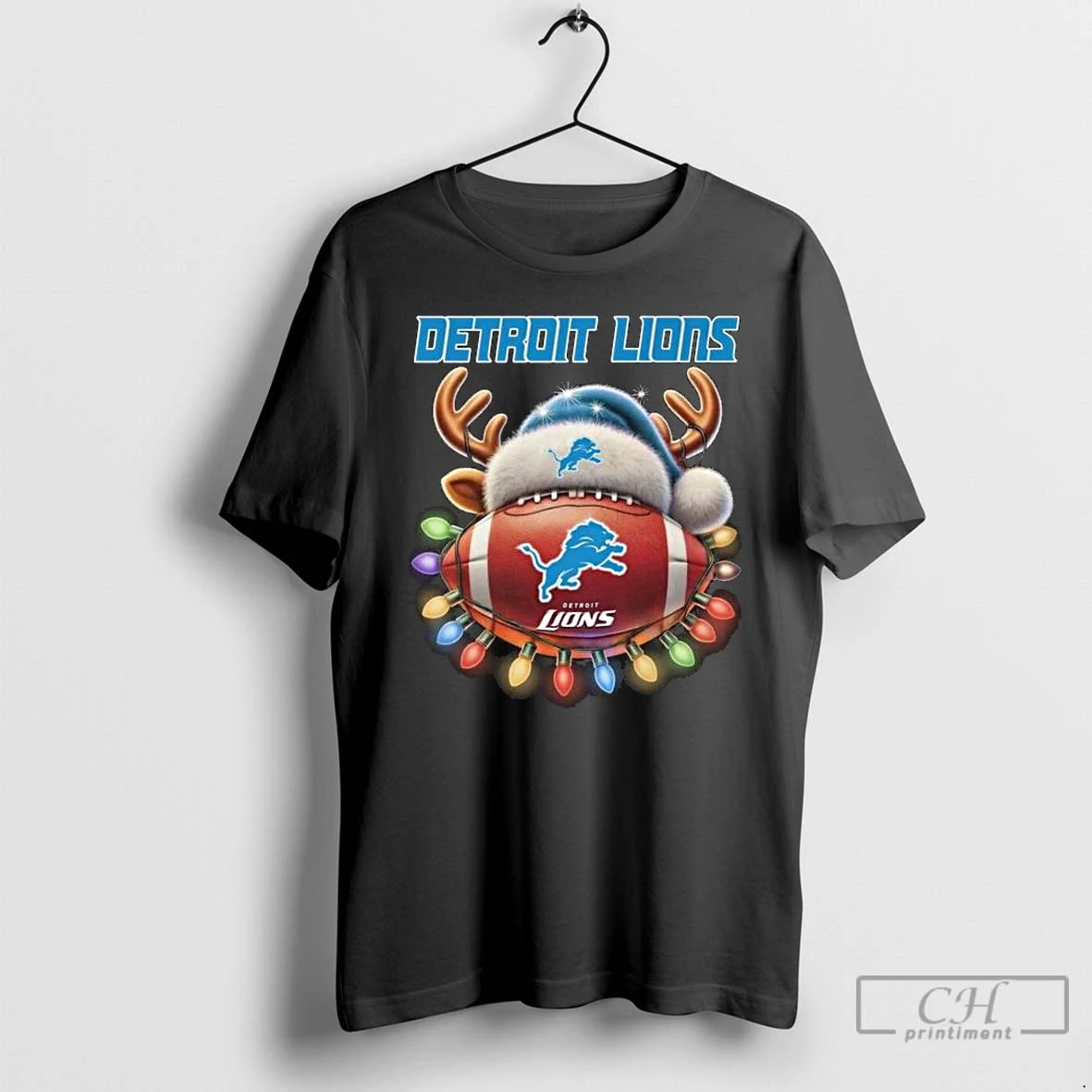 Premium Detroit Lions Football Hat Light Merry Christmas 2025 Long Sleve T Shirts Hoodie Sweatshirt | PurePodTees.com