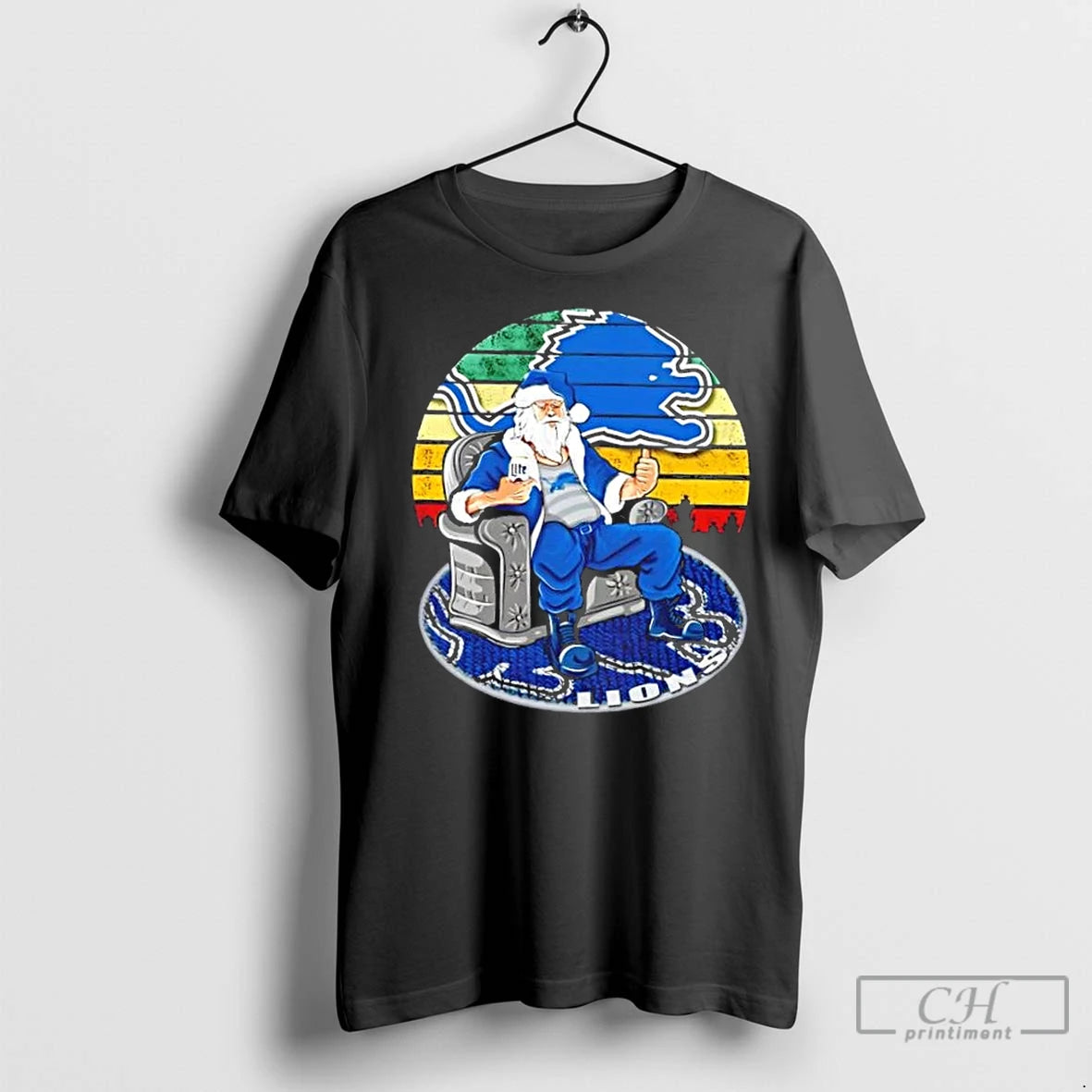Premium Detroit Lions X Santa Claus Christmas Vintage Shirt Hoodie Sweatshirt | PurePodTees.com