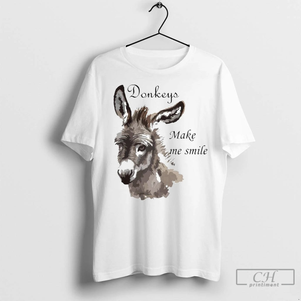 Premium Donkeys Make Me Smile Cute Miniature Donkey Mini Donkey Shirt Hoodie Sweatshirt | PurePodTees.com