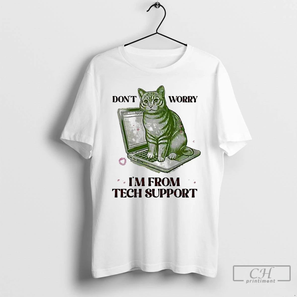 Premium Dont Worry Im From Tech Support Cat Laptop T Shirts Hoodie Sweatshirt | PurePodTees.com