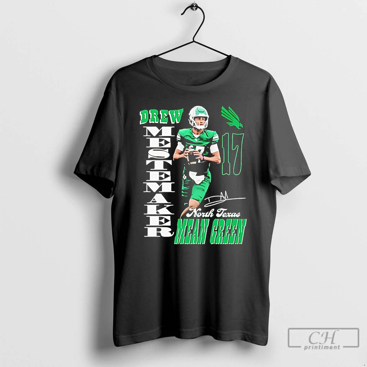 Premium Drew Mestemaker Portrait North Texas Mean Green T Shirts Hoodie Sweatshirt | PurePodTees.com