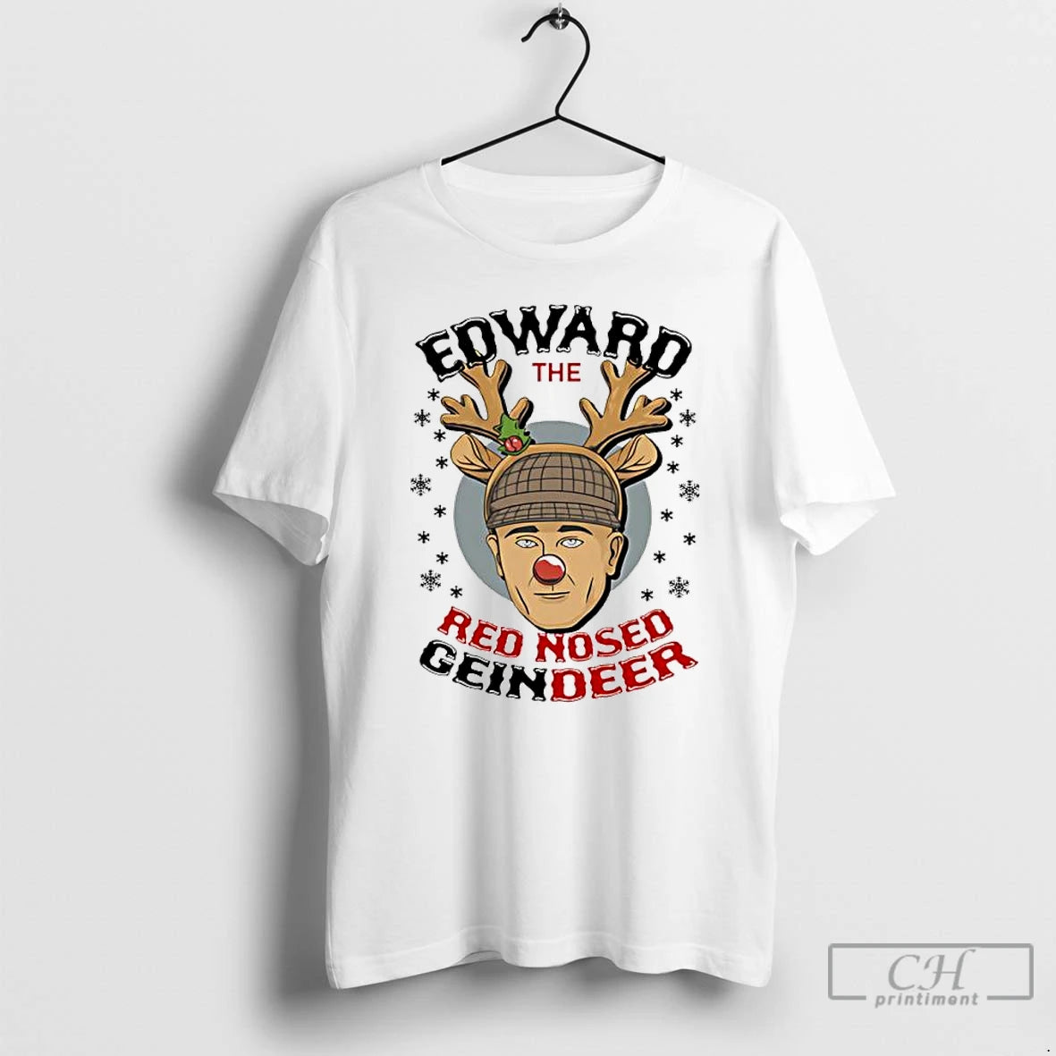 Premium Ed Gein Reindeer Edward The Red Nosed Geindeer Christmas T Shirts Hoodie Sweatshirt | PurePodTees.com