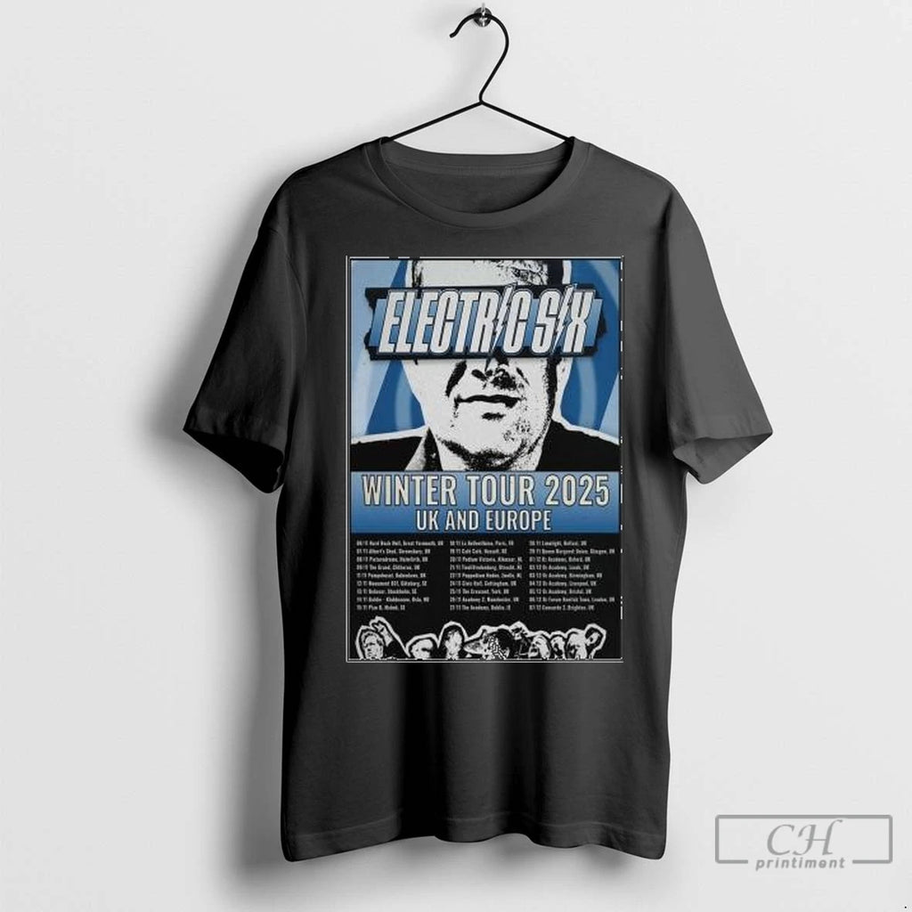 Premium Electric Six Winter Tour 2025 Uk And Europe Circle Black Shirt Hoodie Sweatshirt | PurePodTees.com