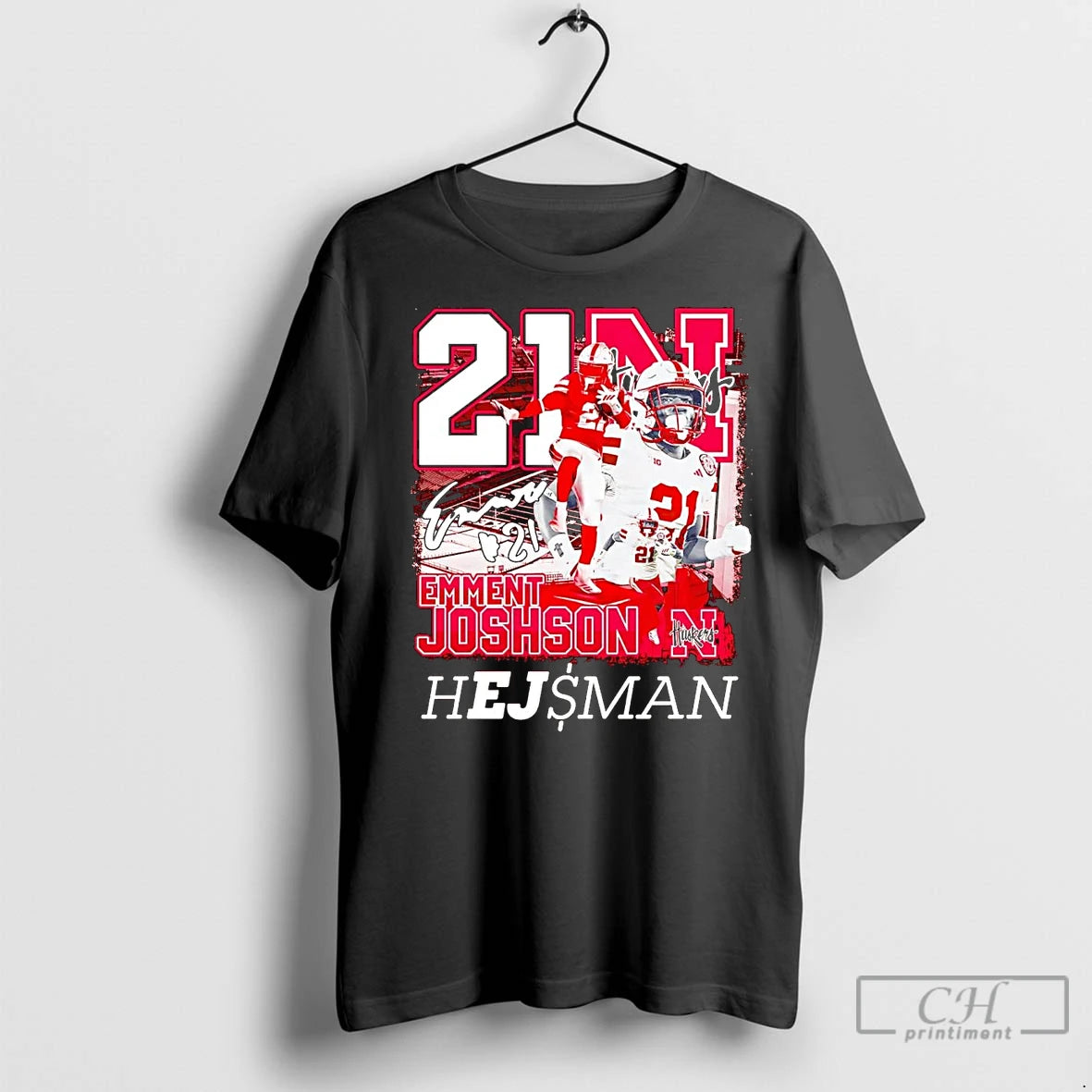 Premium Emmett Johnson 21 Hejsman Nebraska Shirt Hoodie Sweatshirt | PurePodTees.com