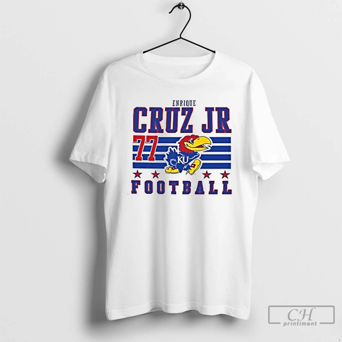 Premium Enrique Cruz Jr Kansas Jayhawks White Football T Shirts Hoodie Sweatshirt | PurePodTees.com