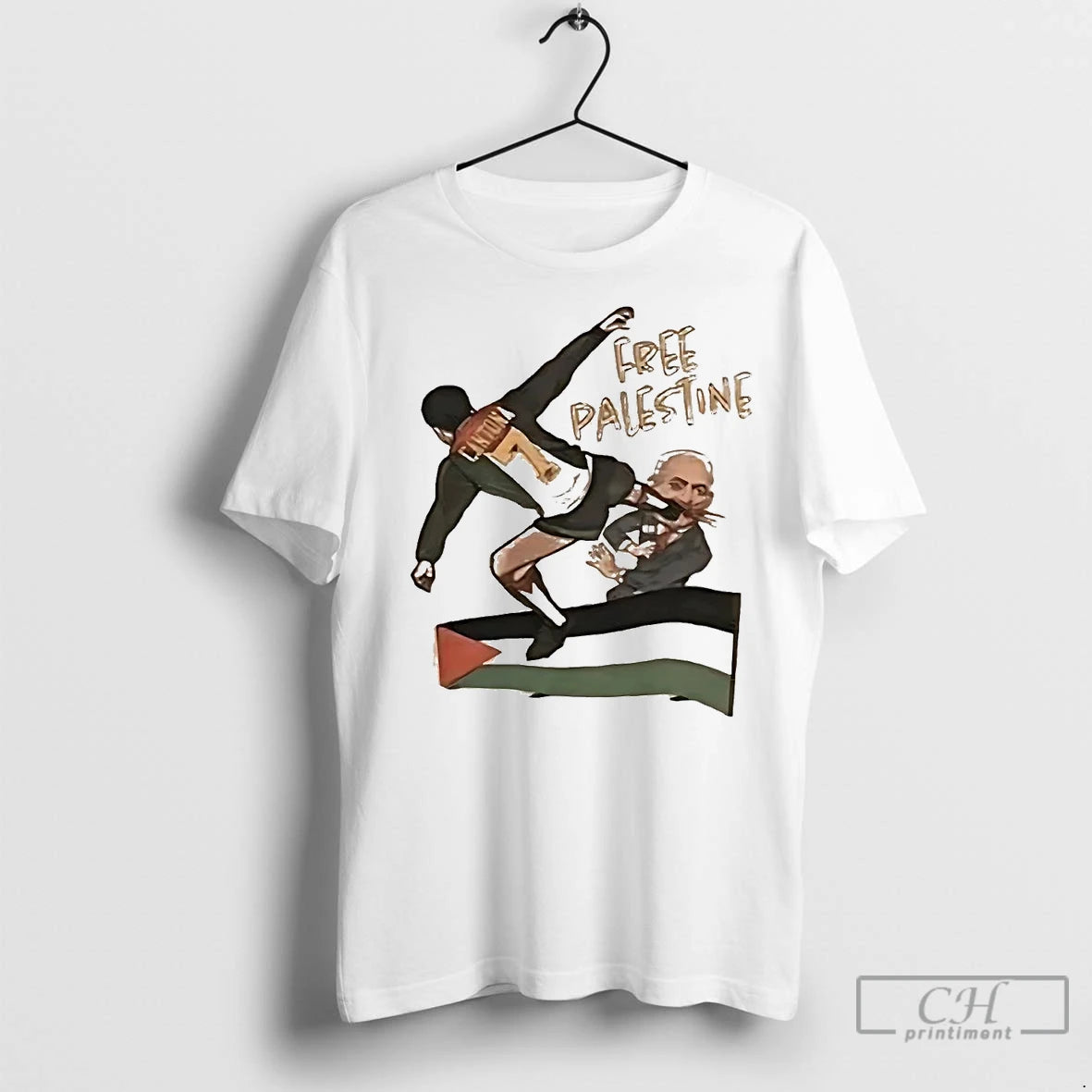 Premium Eric Cantona Kung Fu Kick Benjamin Netanyahu Free Palestine Shirt Hoodie Sweatshirt | PurePodTees.com