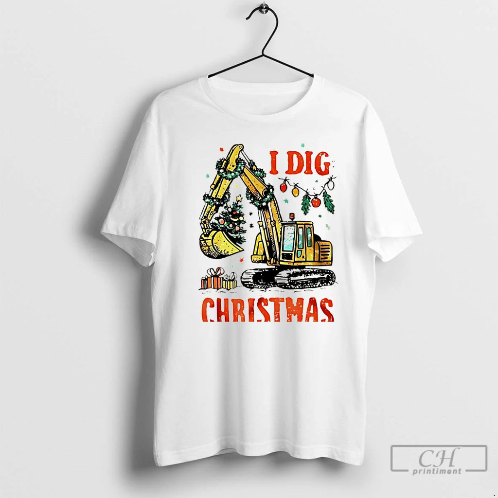 Premium Excavator I Dig Christmas Tree Vintage Christmas T Shirts Hoodie Sweatshirt | PurePodTees.com