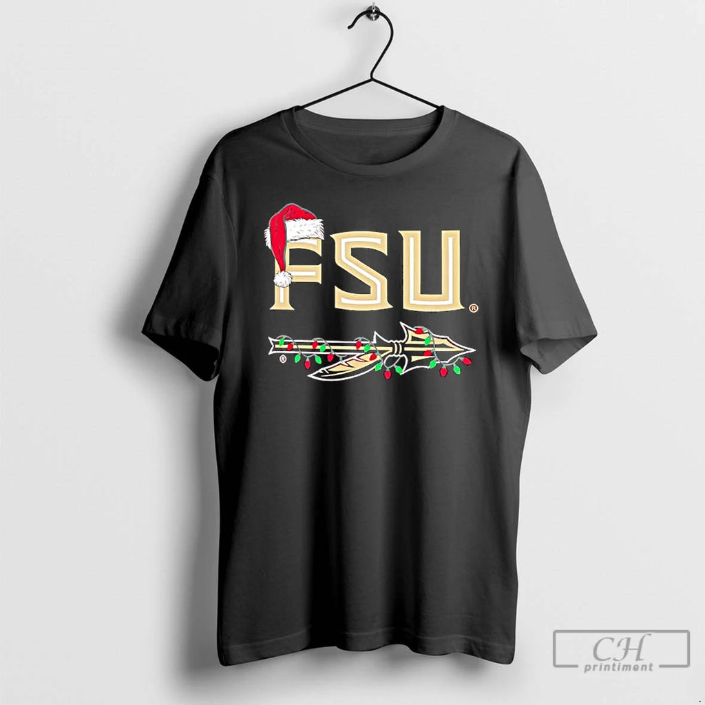 Premium Fsu Florida State University Spear Christmas Lights Shirt Hoodie Sweatshirt | PurePodTees.com