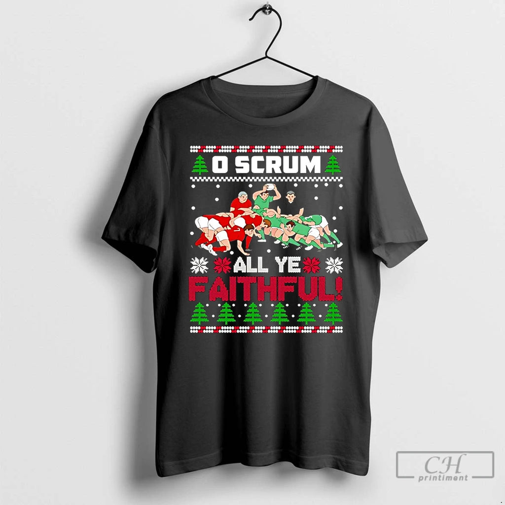 Premium Faithfull Rugby O Scrum All Ye Christmas T Shirts Hoodie Sweatshirt | PurePodTees.com