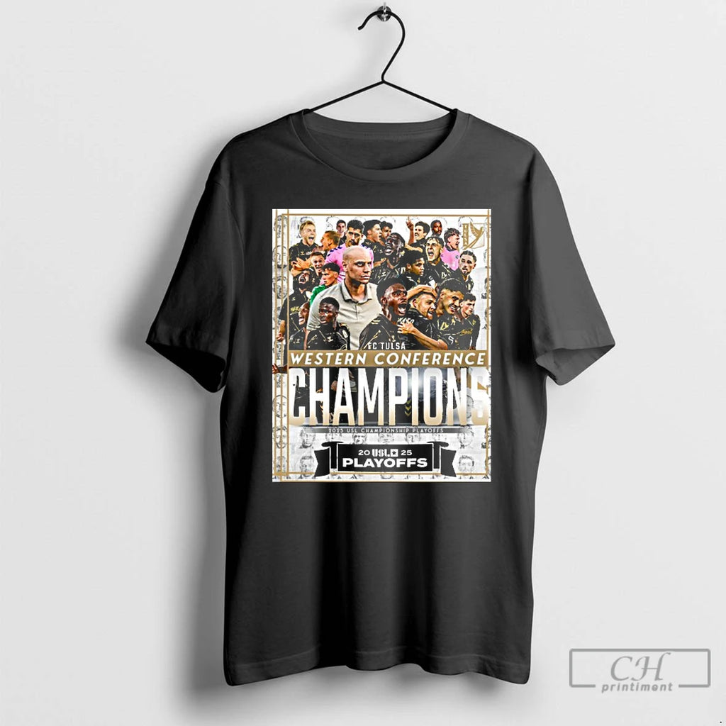 Premium Fc Tulsa Team 2025 Usl Western Conference Champions Shirt Hoodie Sweatshirt | PurePodTees.com
