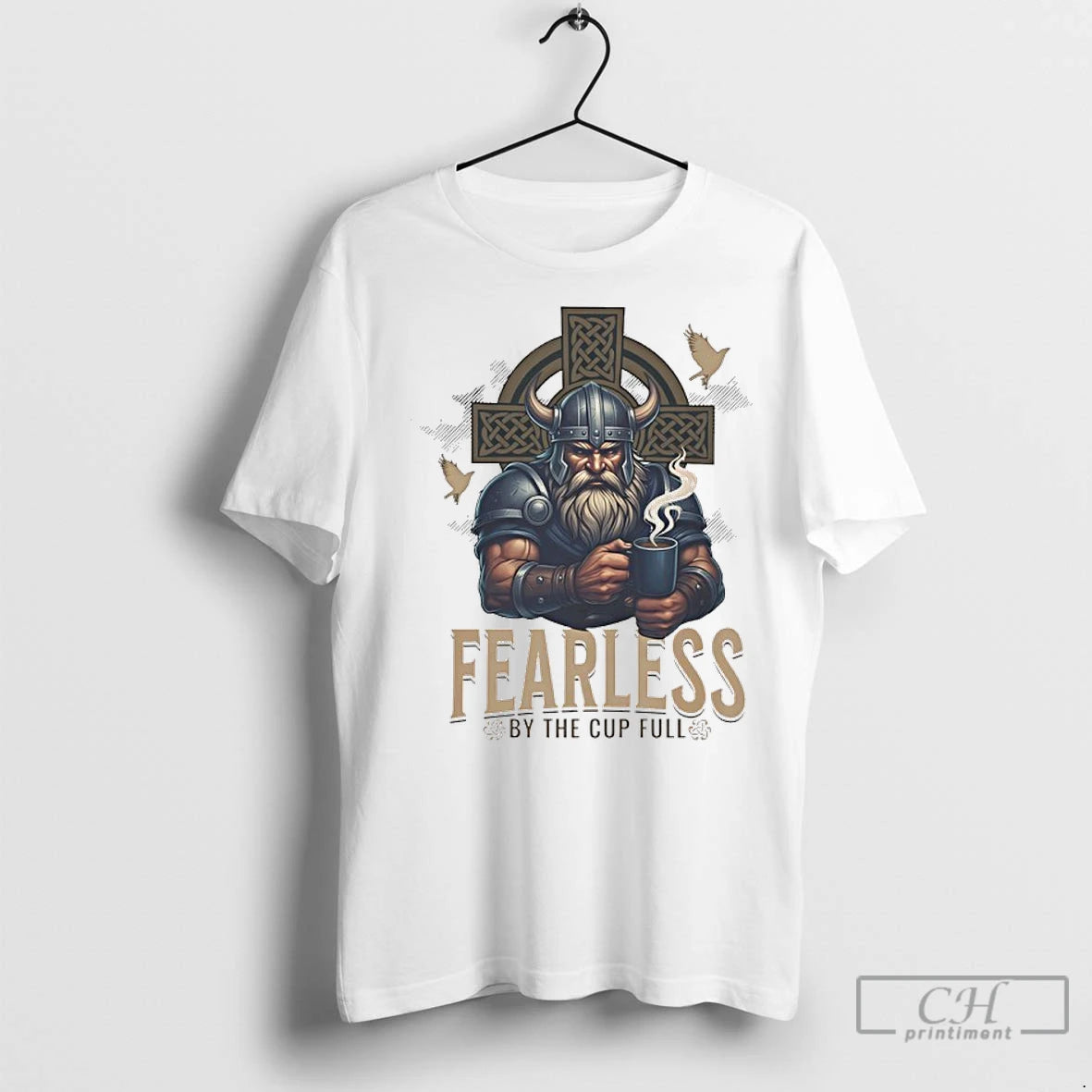 Premium Fearless Viking By The Cup Full Shirt Hoodie Sweatshirt | PurePodTees.com