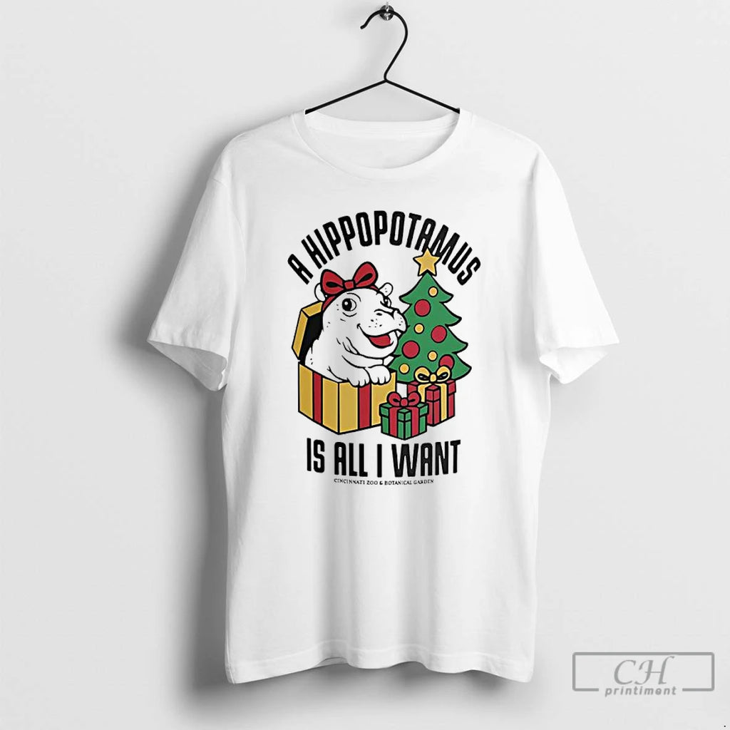 Premium Fiona Christmas A Hippopotamus Is All I Want T Shirts Hoodie Sweatshirt | PurePodTees.com
