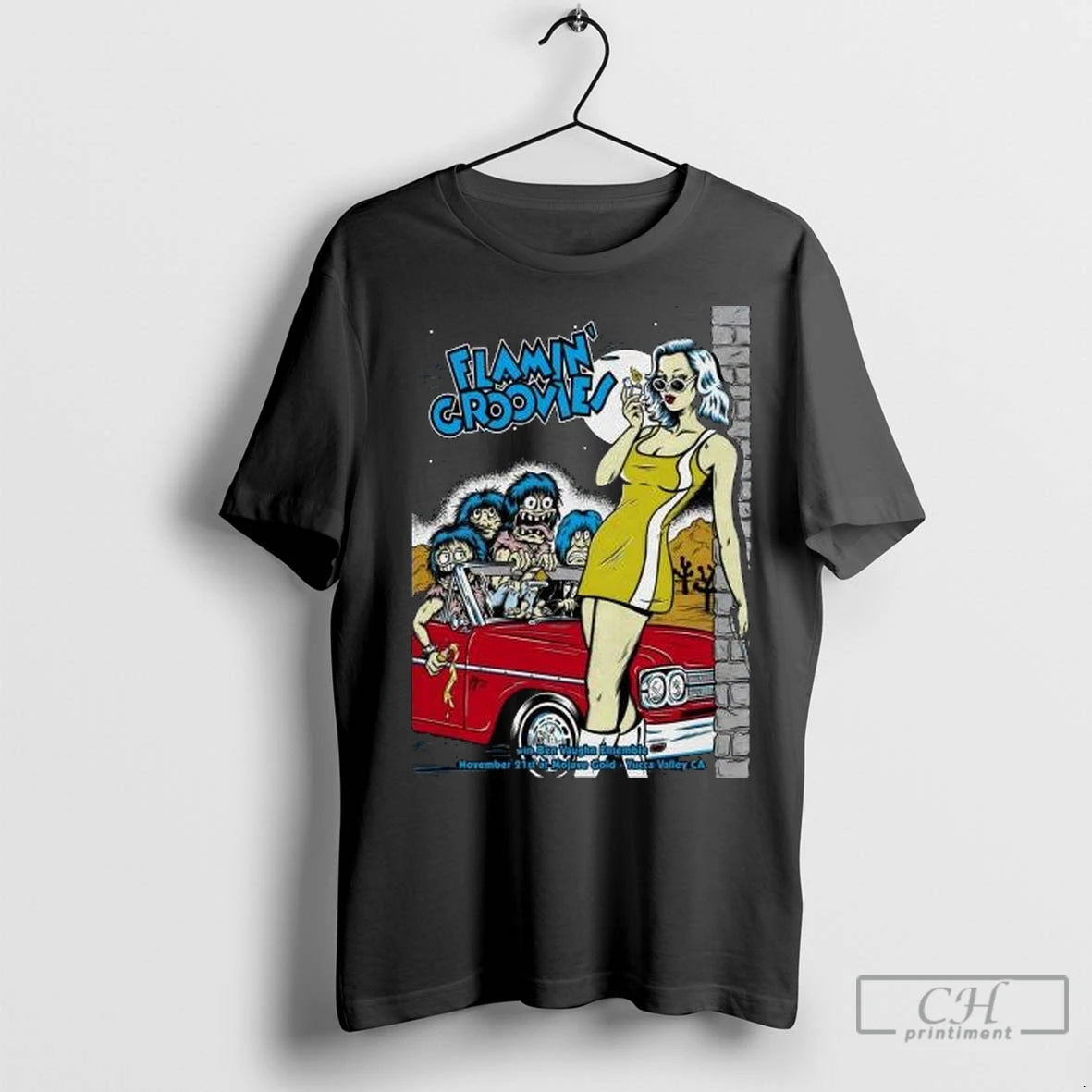 Premium Flamin Groovies And Ben Vaughn Ensemble Yucca Valley Ca November 21 2025 Circle Black Shirt Hoodie Sweatshirt