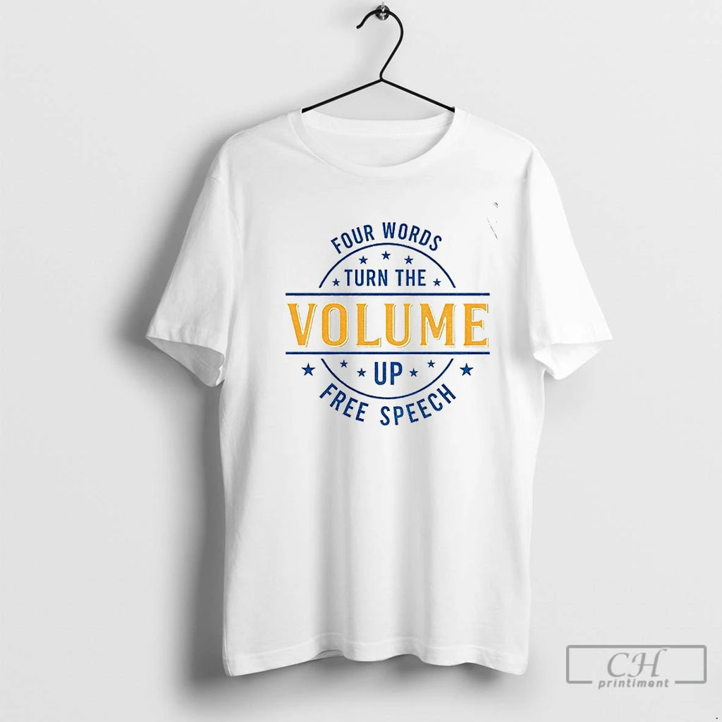 Premium Four Words Turn The Volume Up Free Speech Zohran Mamdani Zohran Nyc Mayor Shirt Hoodie Sweatshirt | PurePodTees.com