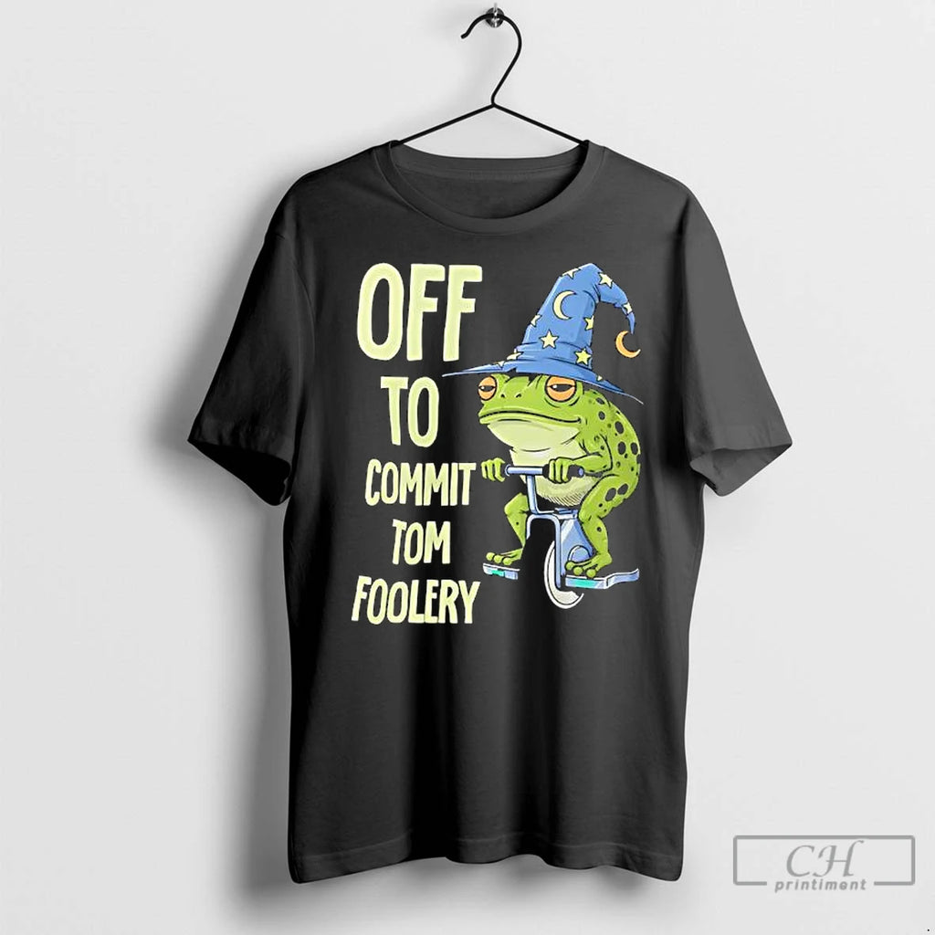 Premium Frog Wizard Riding A Unicycle Off To Commit Tomfoleri Graphic Shirt Hoodie Sweatshirt | PurePodTees.com