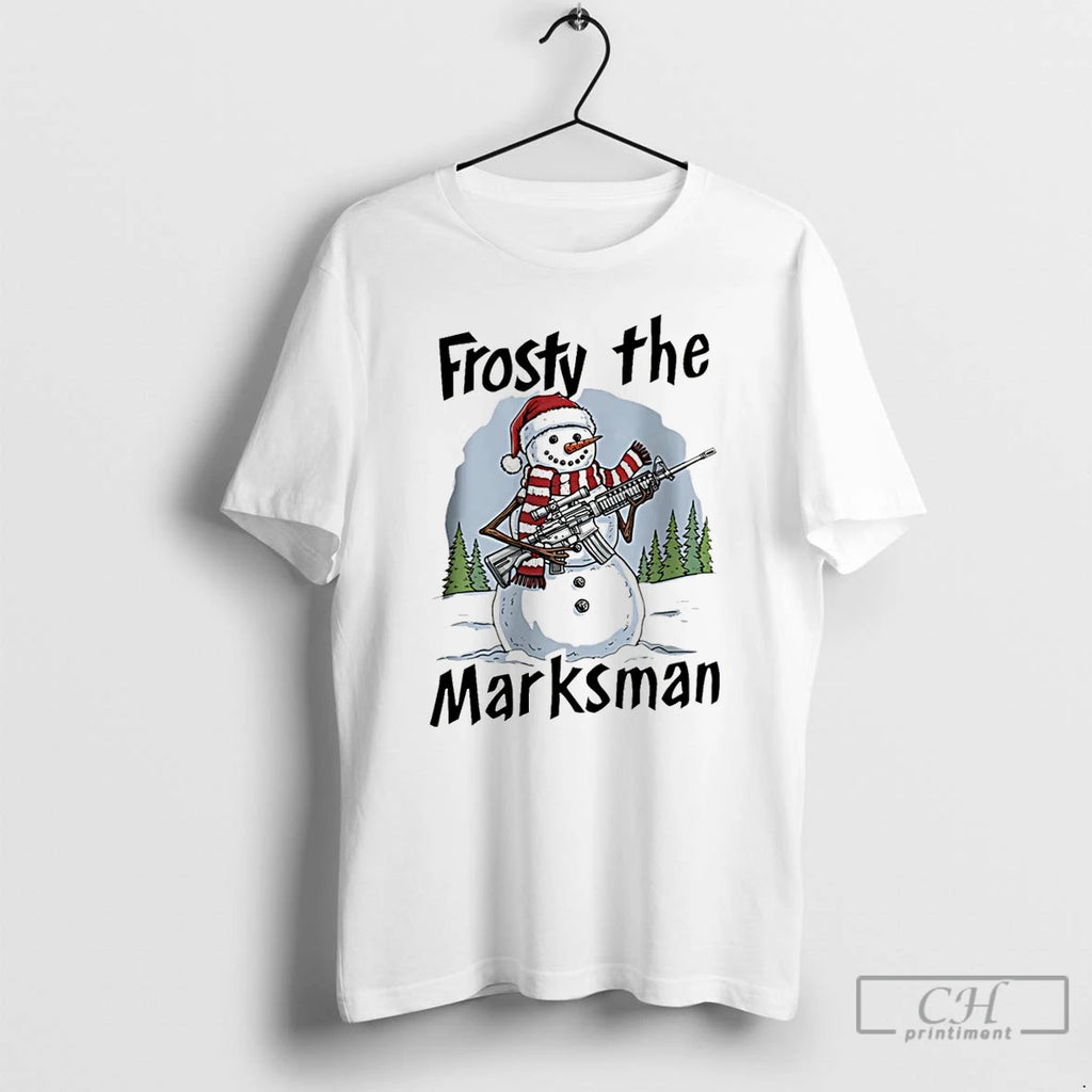 Premium Frosty The Marksman Snowman With Gun Christmas Christmas T Shirts Hoodie Sweatshirt | PurePodTees.com