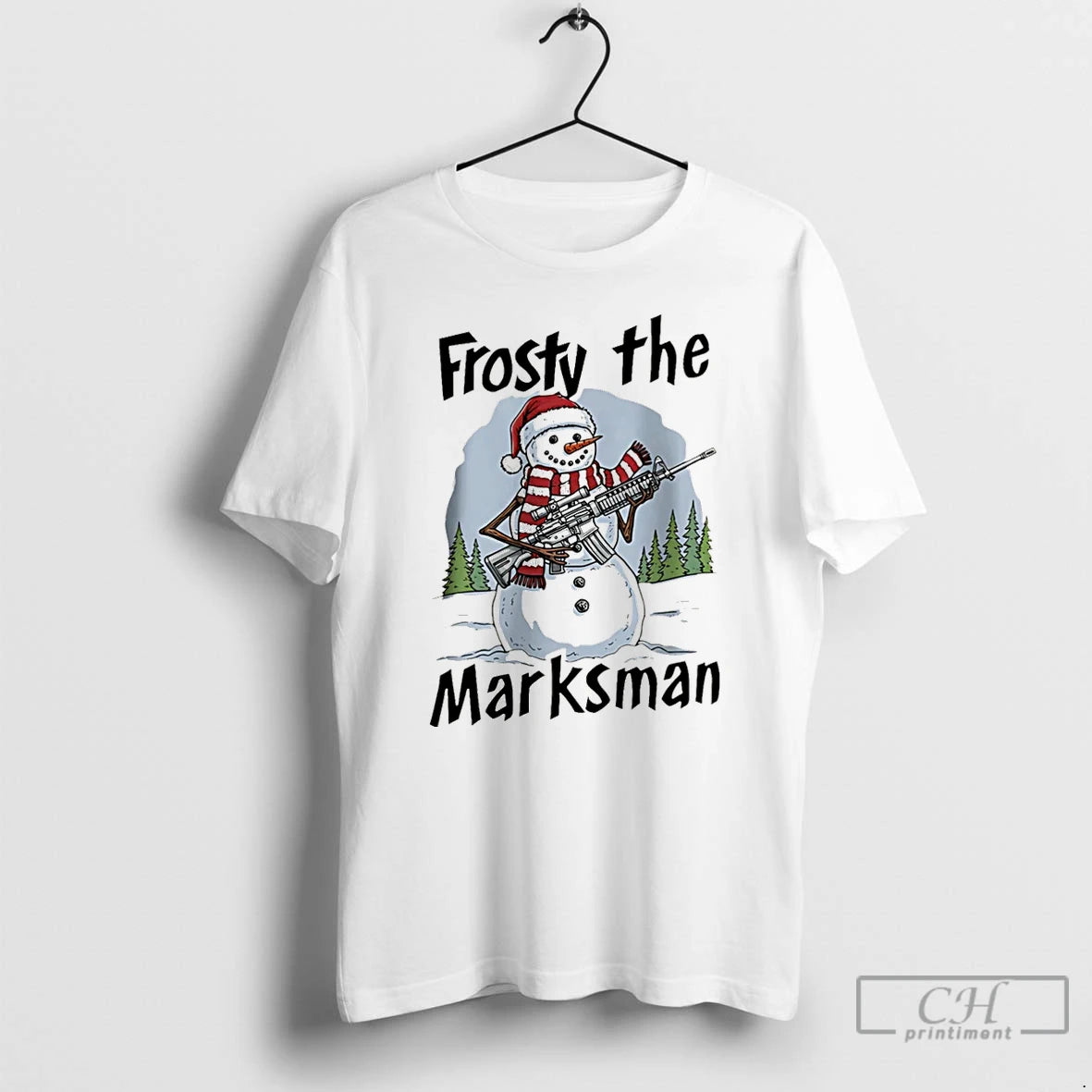 Premium Frosty The Marksman Snowman With Gun Christmas Christmas T Shirts Hoodie Sweatshirt | PurePodTees.com