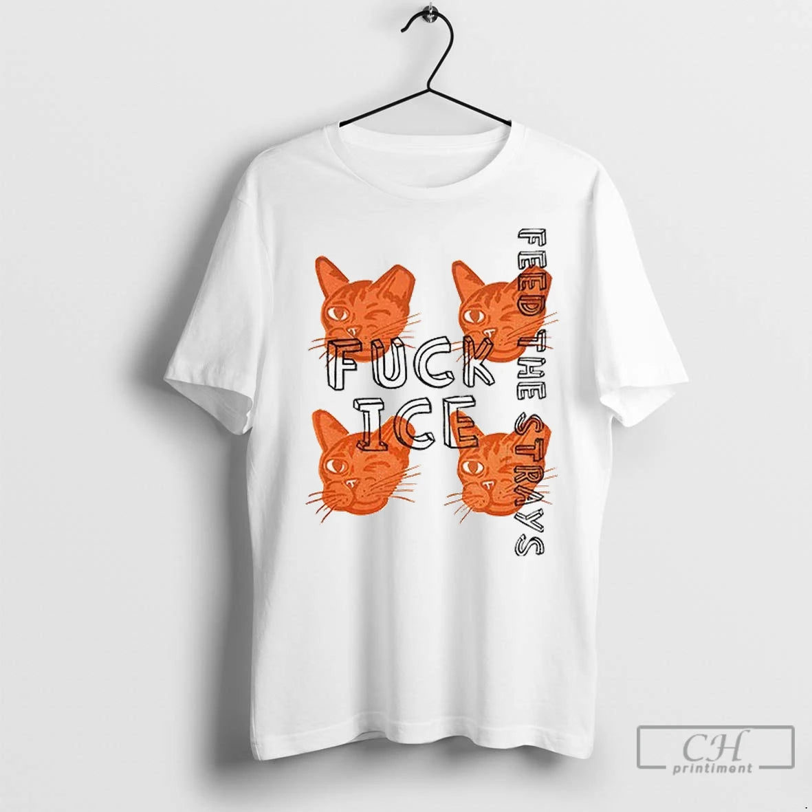 Premium Fuck Ice Orange Cats Feed The Strays Political Shirt Hoodie Sweatshirt | PurePodTees.com