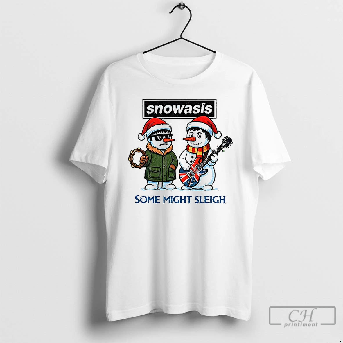 Premium Funny Christmas Snowasis Some Might Sleigh Snowman Rock Band Parody T Shirts Hoodie Sweatshirt | PurePodTees.com