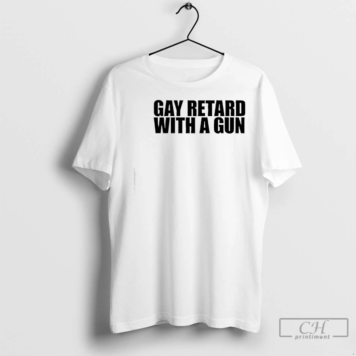 Premium Gay Retard With A Gun Text Shirt Hoodie Sweatshirt | PurePodTees.com